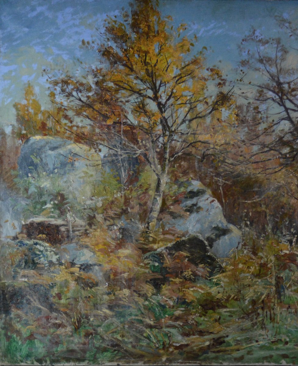 Alphonse Henri Mazard 1865-1939. "Forêt de Fontainebleau."-photo-4