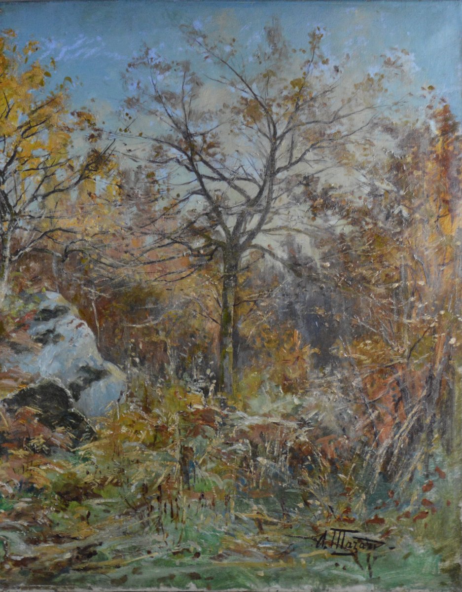 Alphonse Henri Mazard 1865-1939. "Forêt de Fontainebleau."-photo-1