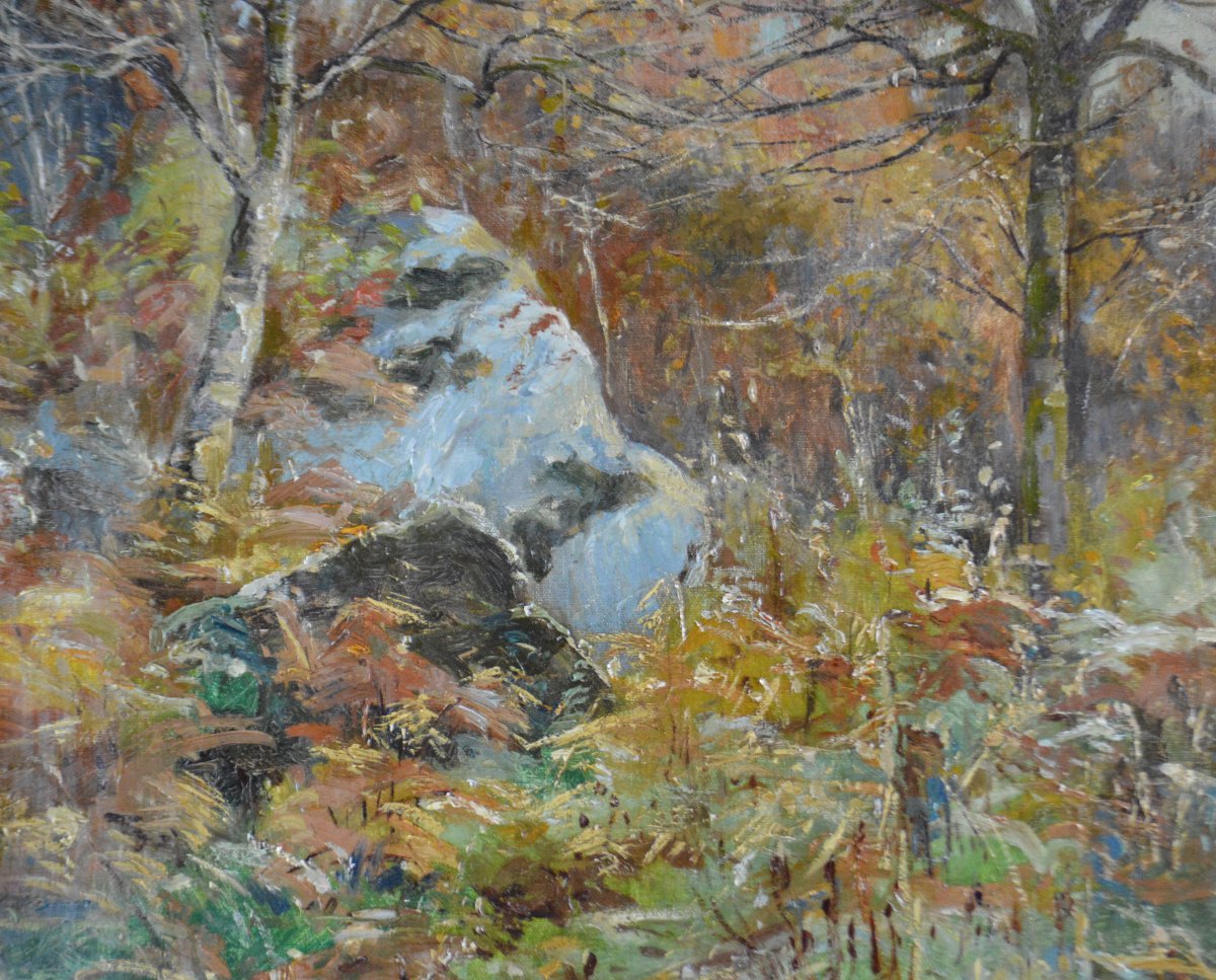 Alphonse Henri Mazard 1865-1939. "Forêt de Fontainebleau."-photo-3