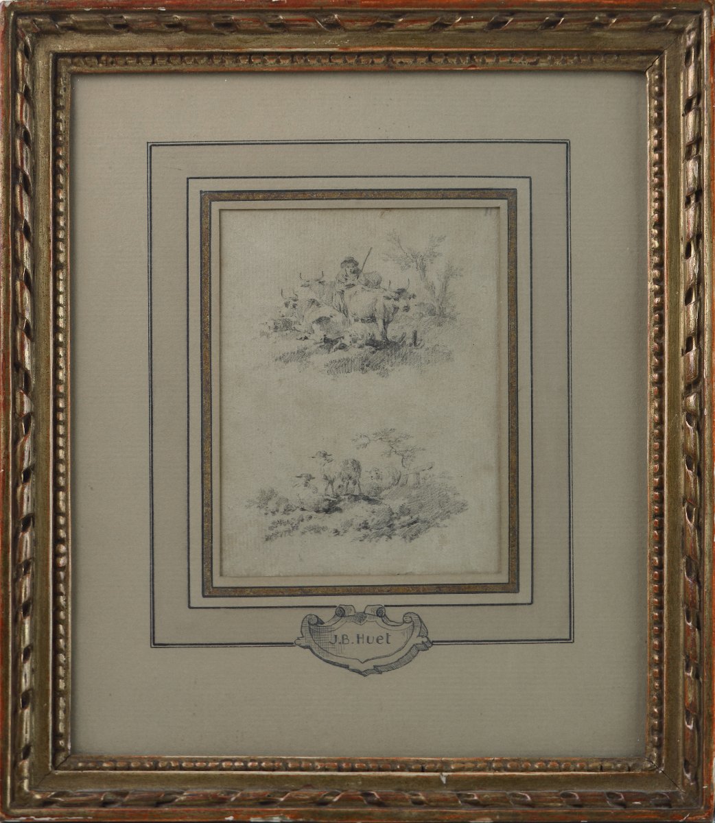 Jean-baptiste Huet, 1745–1811. “shepherd, Cows, Sheep, And Goats.”-photo-2