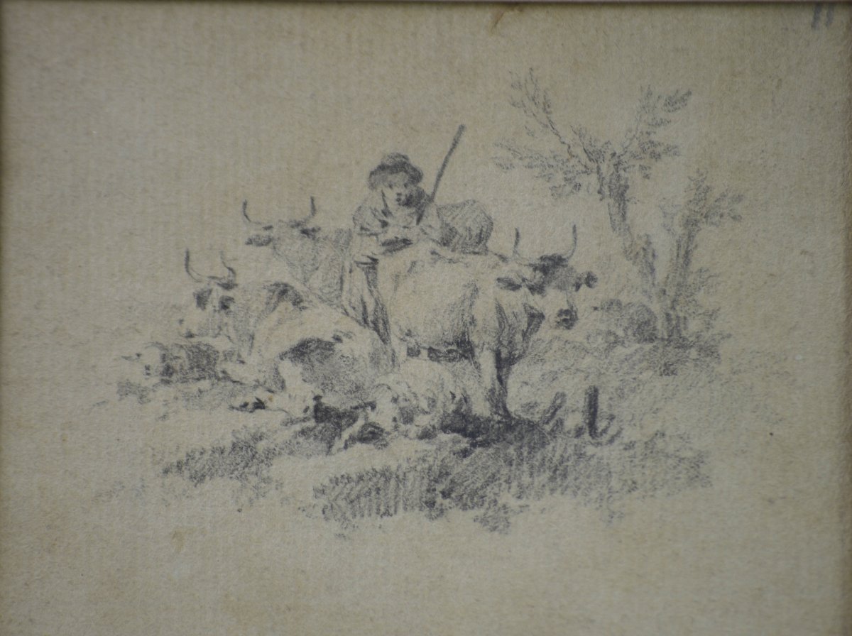 Jean-baptiste Huet, 1745–1811. “shepherd, Cows, Sheep, And Goats.”-photo-4