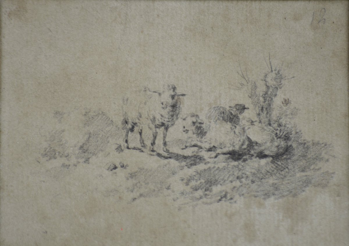 Jean-baptiste Huet, 1745–1811. “shepherd, Cows, Sheep, And Goats.”-photo-6