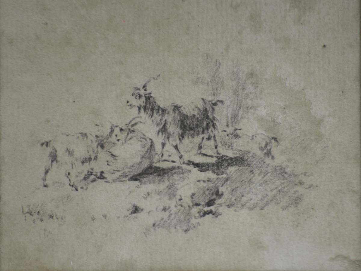 Jean-baptiste Huet, 1745–1811. “shepherd, Cows, Sheep, And Goats.”-photo-7