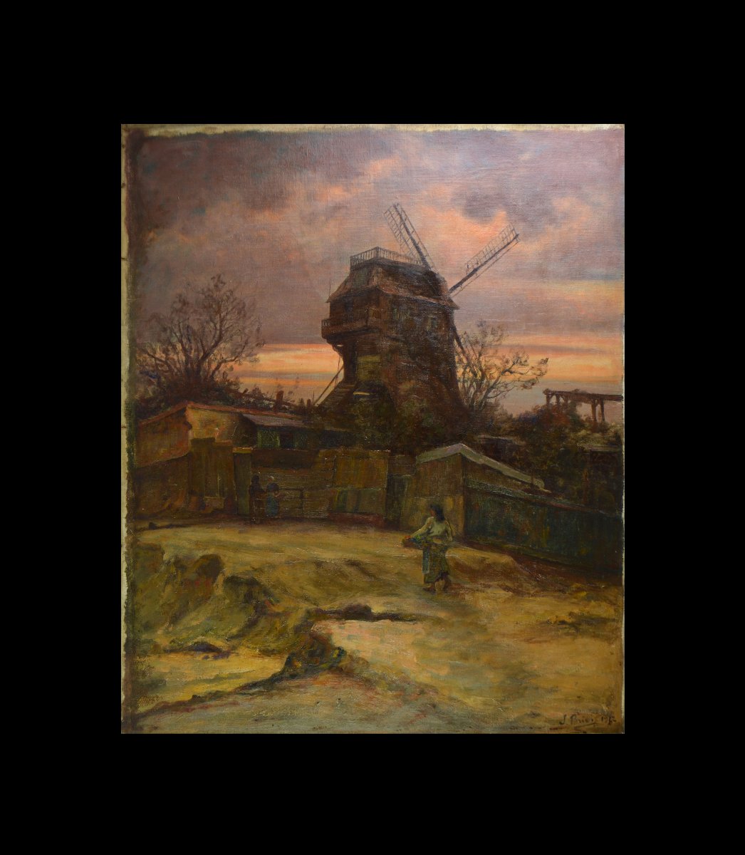 Jules Félix Brien (1871–1945). "moulin De La Galette In Montmartre."-photo-2