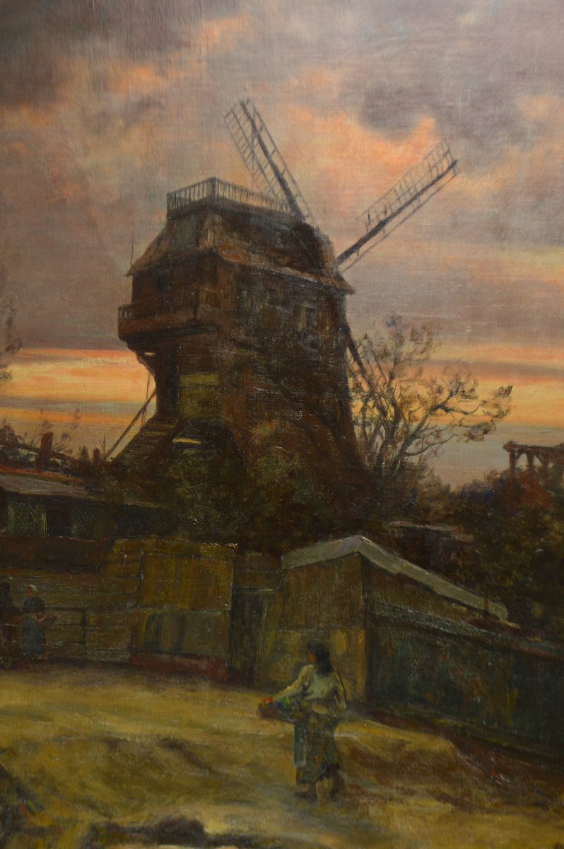 Jules Félix Brien (1871–1945). "moulin De La Galette In Montmartre."-photo-3