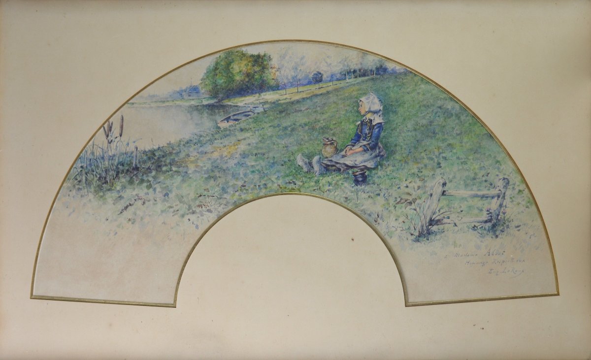 Louis Eugène Leroux (1833–1905). “a Young Breton Girl By A River.”-photo-3