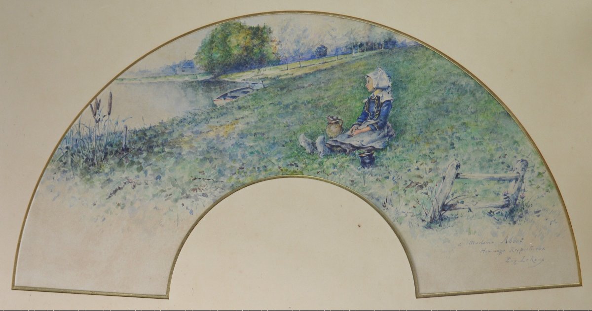 Louis Eugène Leroux (1833–1905). “a Young Breton Girl By A River.”-photo-4