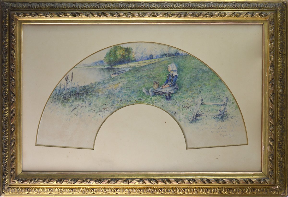 Louis Eugène Leroux (1833–1905). “a Young Breton Girl By A River.”