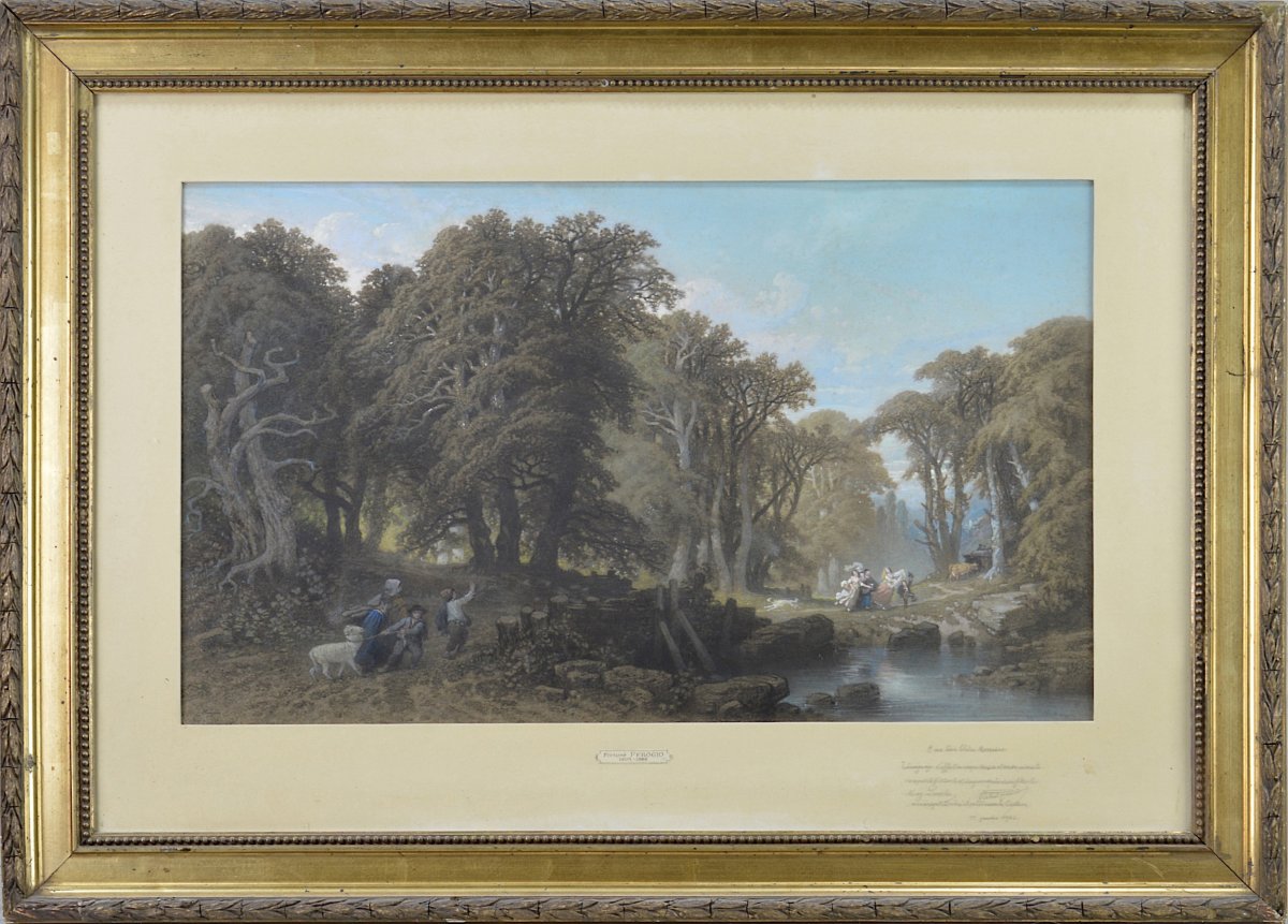 François Fortuné Antoine Férogio 1805-1888. "Paysage." 