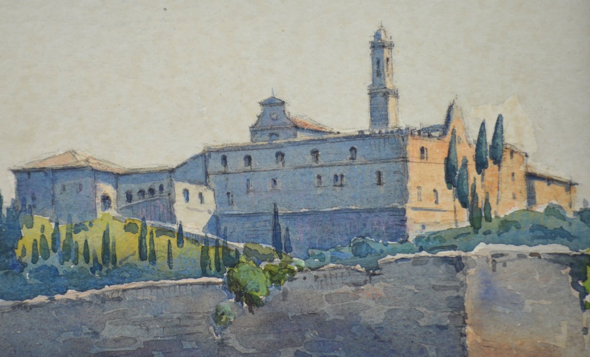 René Engel (1876–1966). Swiss School. "chartreuse De Galluzzo." -photo-3