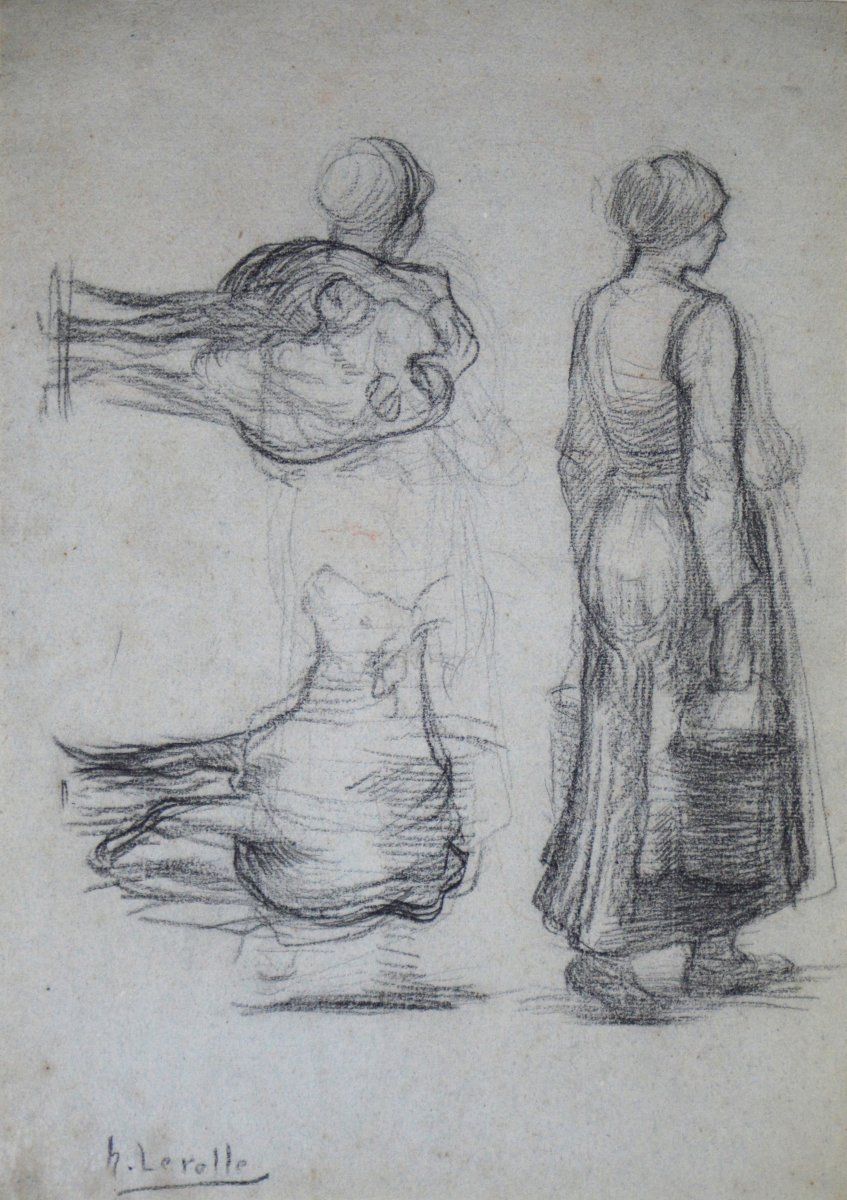 Henri Lerolle, 1848–1929. "farmers' Wives And Studies Of Cows."-photo-2