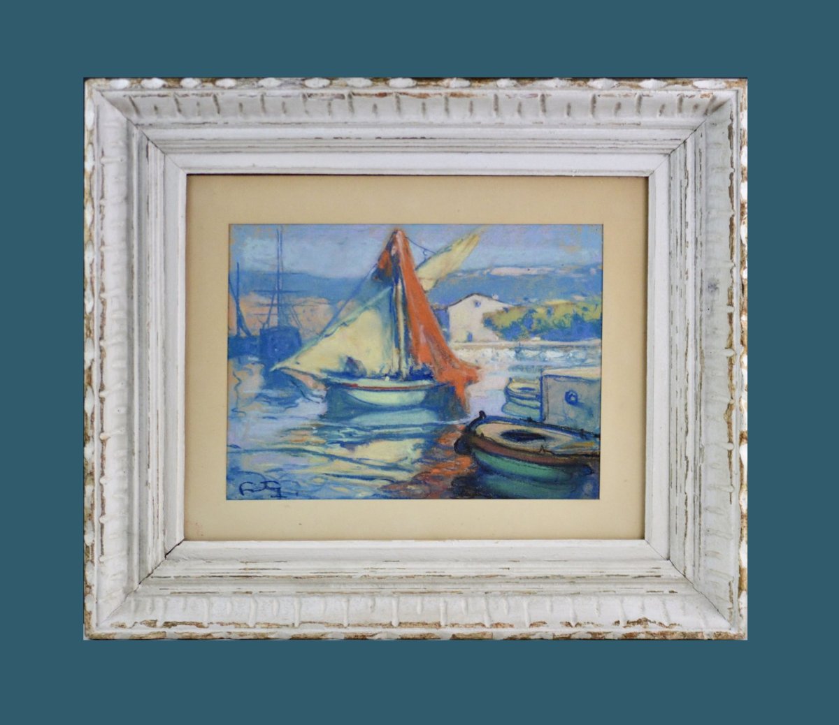 Louis Fortuney, 1875–1951. “the Port Of Sanary-sur-mer.”-photo-2