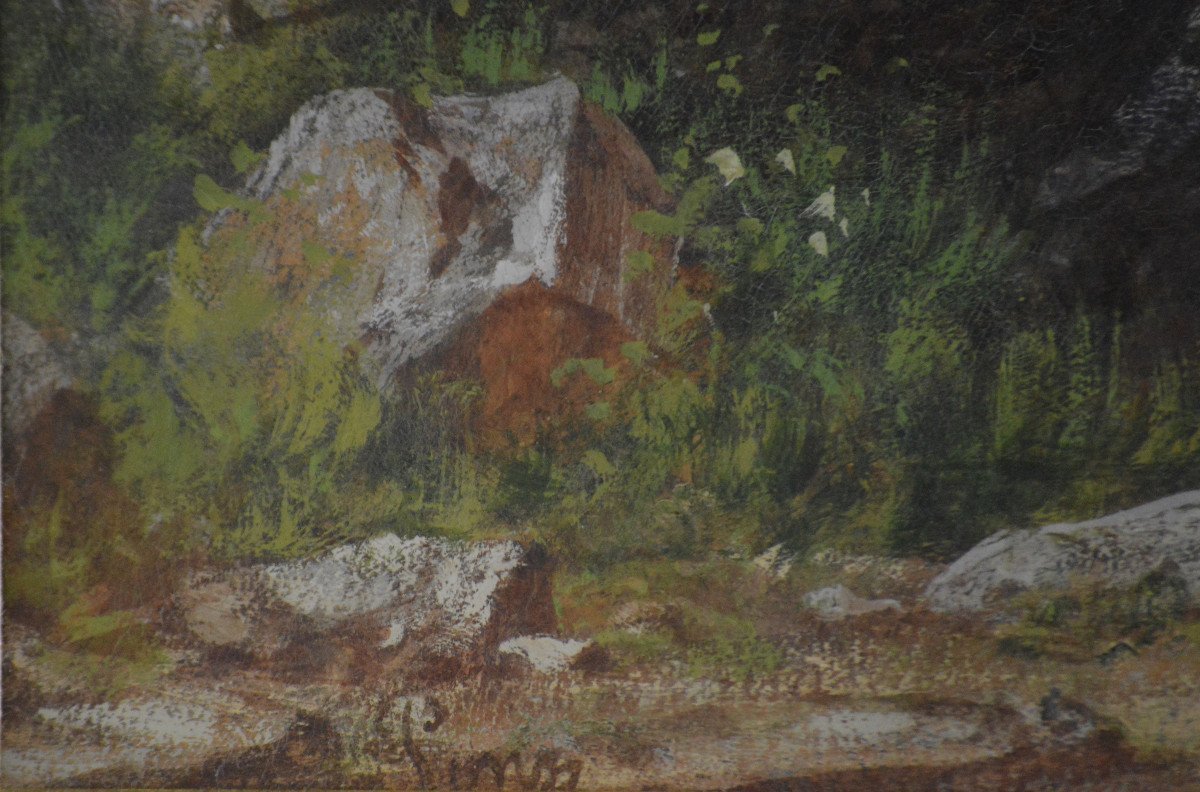 19th-century French Or Italian School. "view Of An Italian Lake."-photo-4