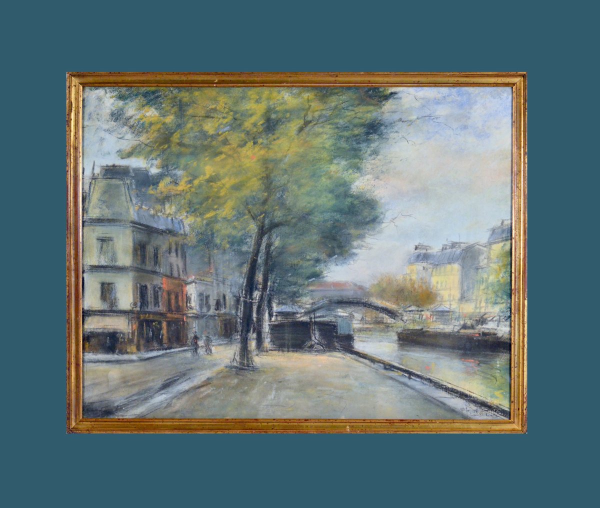 Pierre Jacques Pelletier (1869-1931). "Le canal Saint Martin à Paris."-photo-2