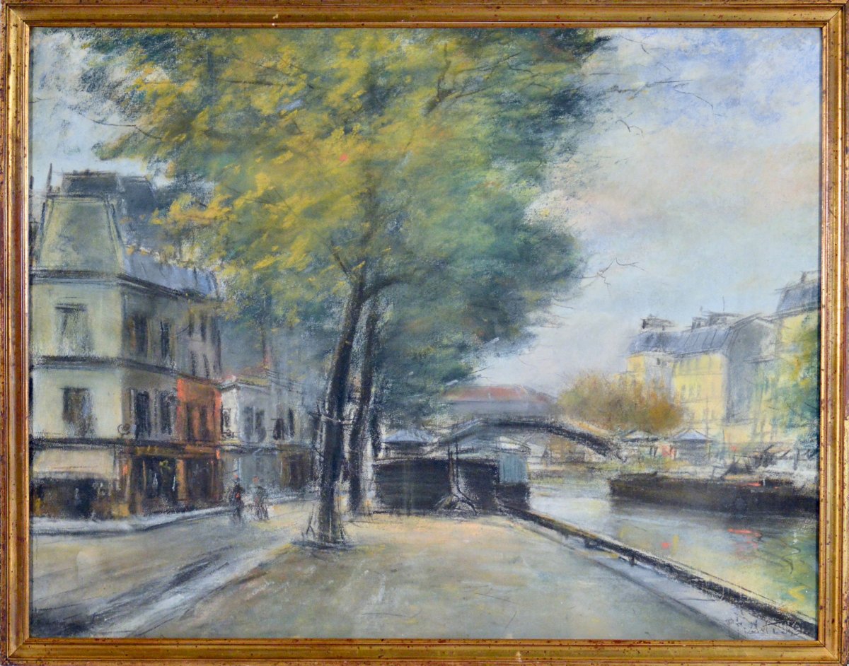 Pierre Jacques Pelletier (1869-1931). "Le canal Saint Martin à Paris."