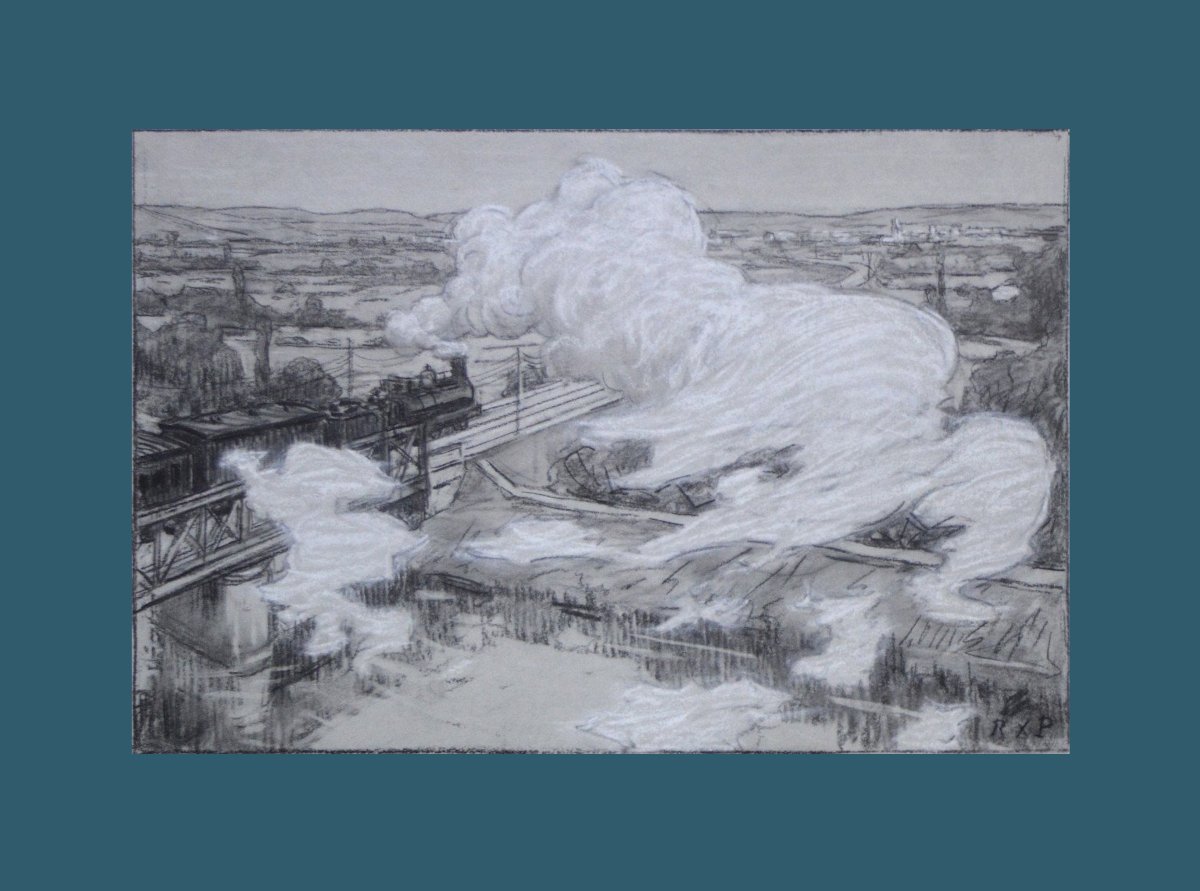 René Xavier Prinet (1861–1946). "steam Train."-photo-2