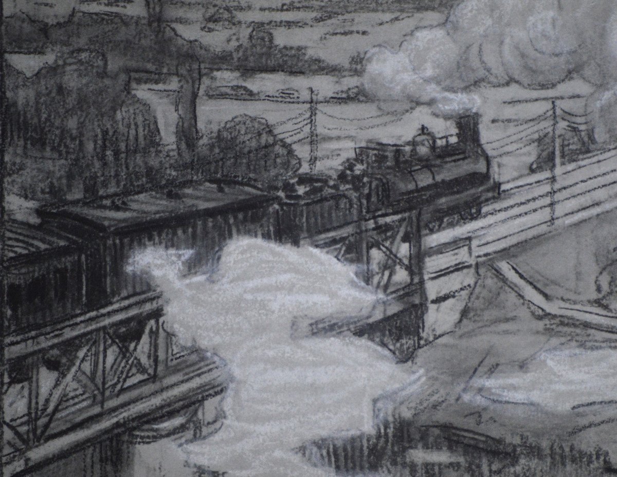 René Xavier Prinet (1861–1946). "steam Train."-photo-2