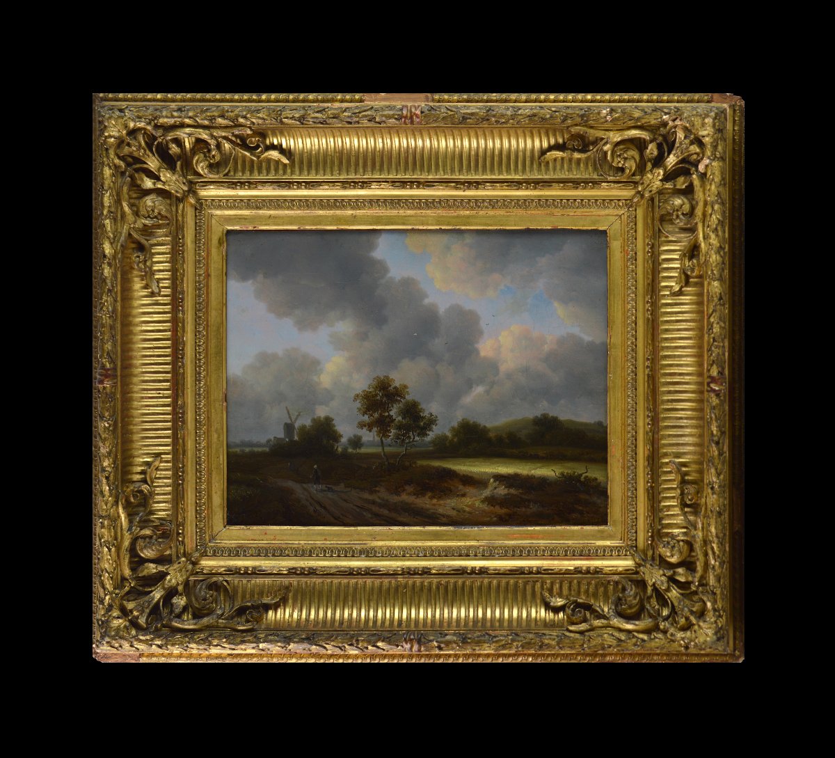 Jacob van Ruisdael (1628-1682) d'après. “Champ de céréales.”-photo-2