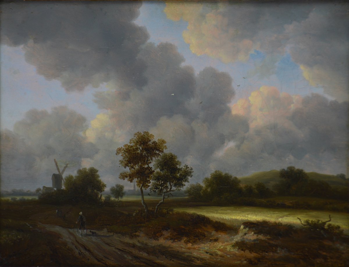 Jacob van Ruisdael (1628-1682) d'après. “Champ de céréales.”-photo-3