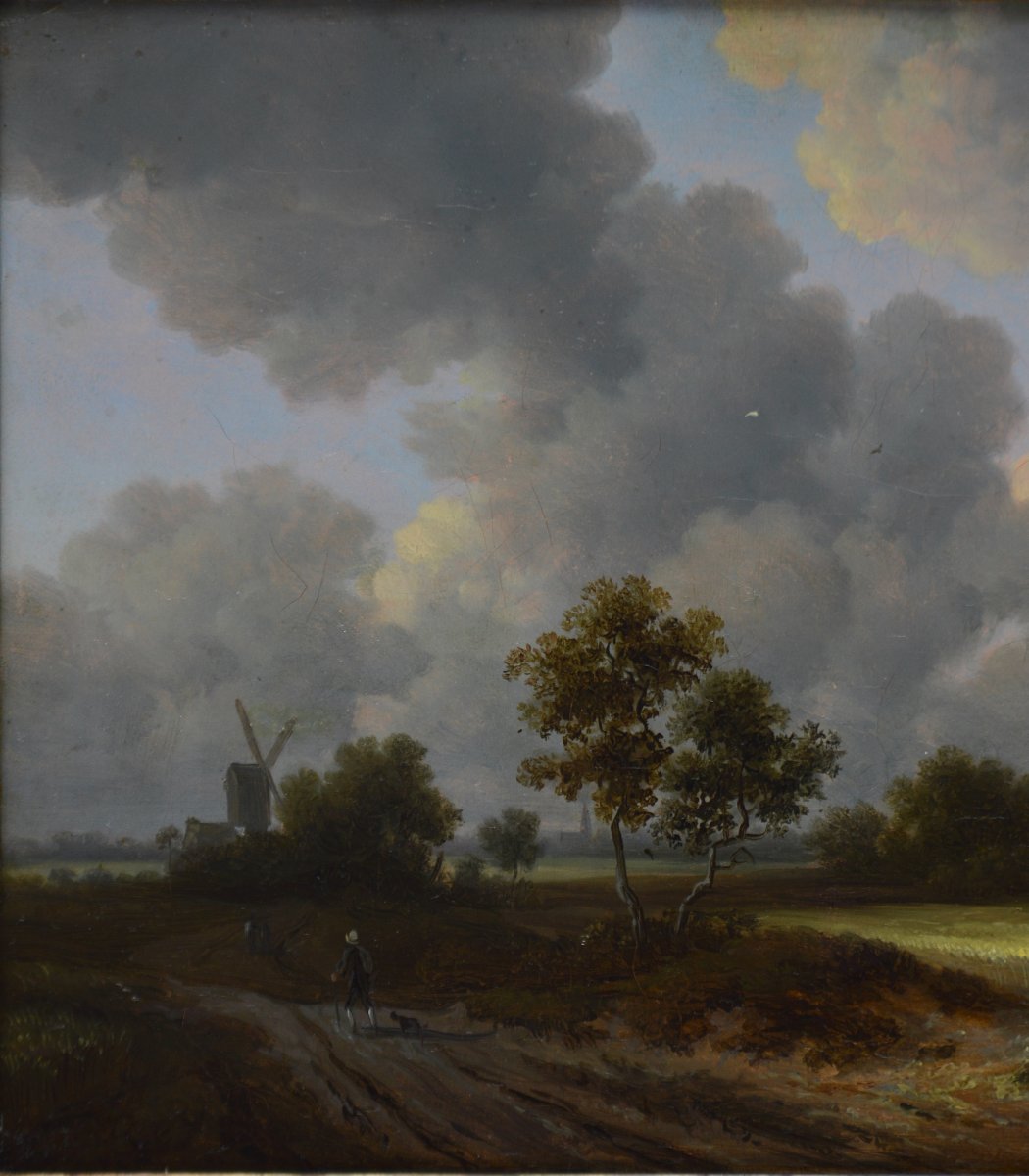 Jacob van Ruisdael (1628-1682) d'après. “Champ de céréales.”-photo-1