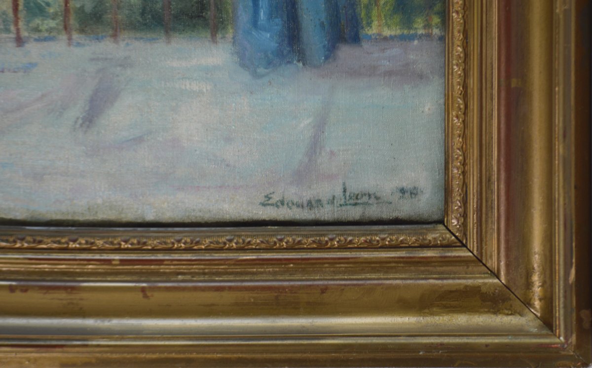 Édouard Henri Léon (1873-1968). “ Femme sur une terrasse.”-photo-4