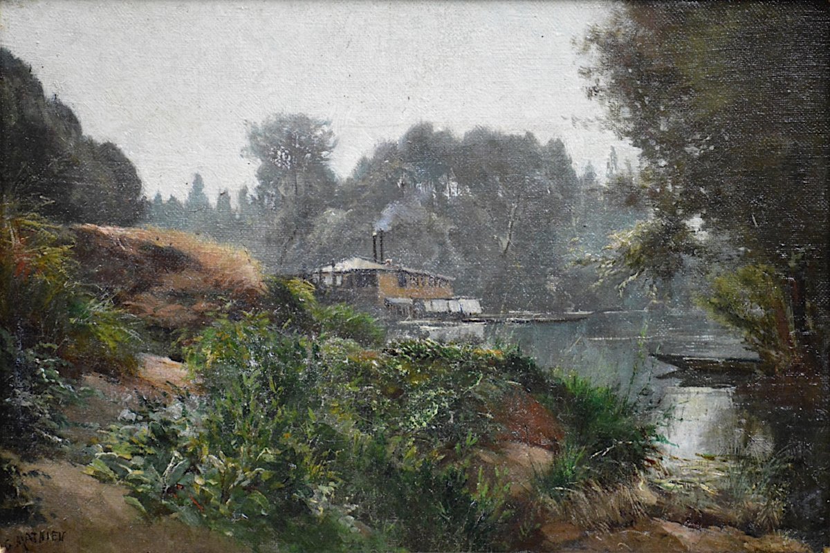 Gabriel Mathieu (1843–1921). “the Laundry Boat.”-photo-3