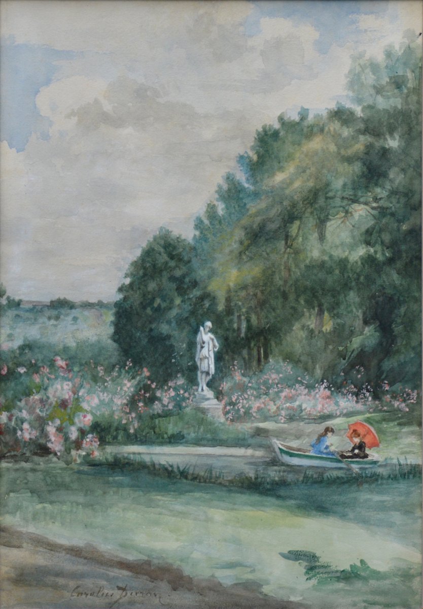 Charles-carolus Duran (1837–1917). "boating In The Park."-photo-3