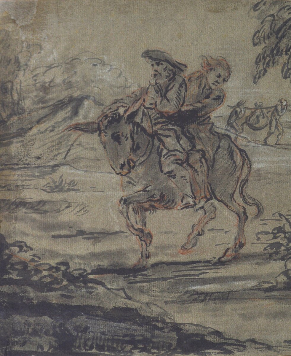 Jean Baptiste de Coulom 1670-1735.Le Meunier, le fils et l'âne d'après une fable de la Fontaine-photo-3