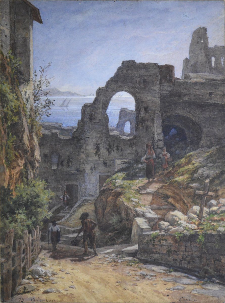 19th-century Dutch School. "view Of Ruins In Cannes."-photo-3