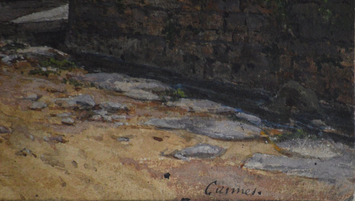 19th-century Dutch School. "view Of Ruins In Cannes."-photo-1