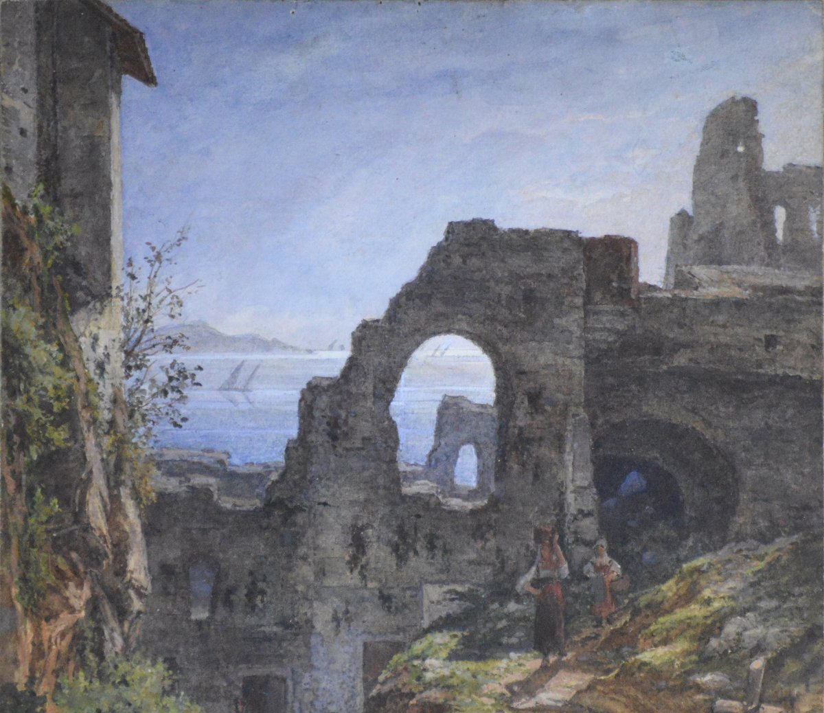 19th-century Dutch School. "view Of Ruins In Cannes."-photo-2