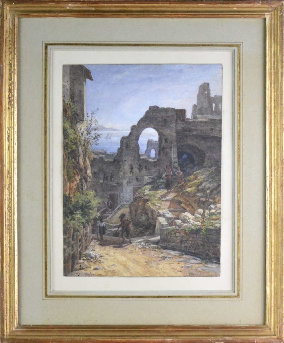 19th-century Dutch School. "view Of Ruins In Cannes."