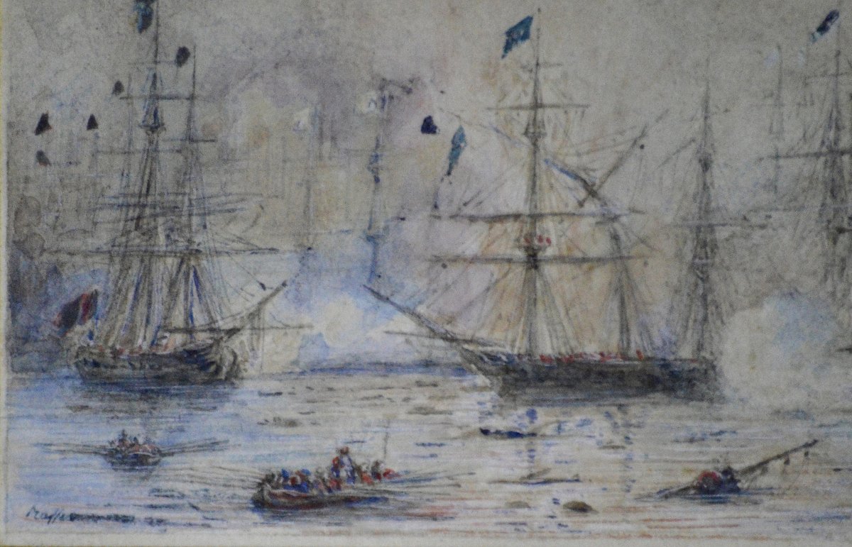 Auguste Denis Raffet 1804-1860. "Bataille Navale."-photo-4
