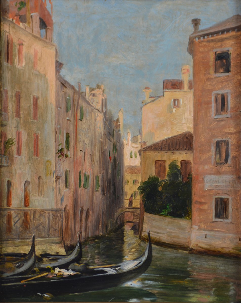 École Française du XIXᵉ siècle. “Traghetto en face l'Hôtel Cavalletti à Venise.”-photo-3