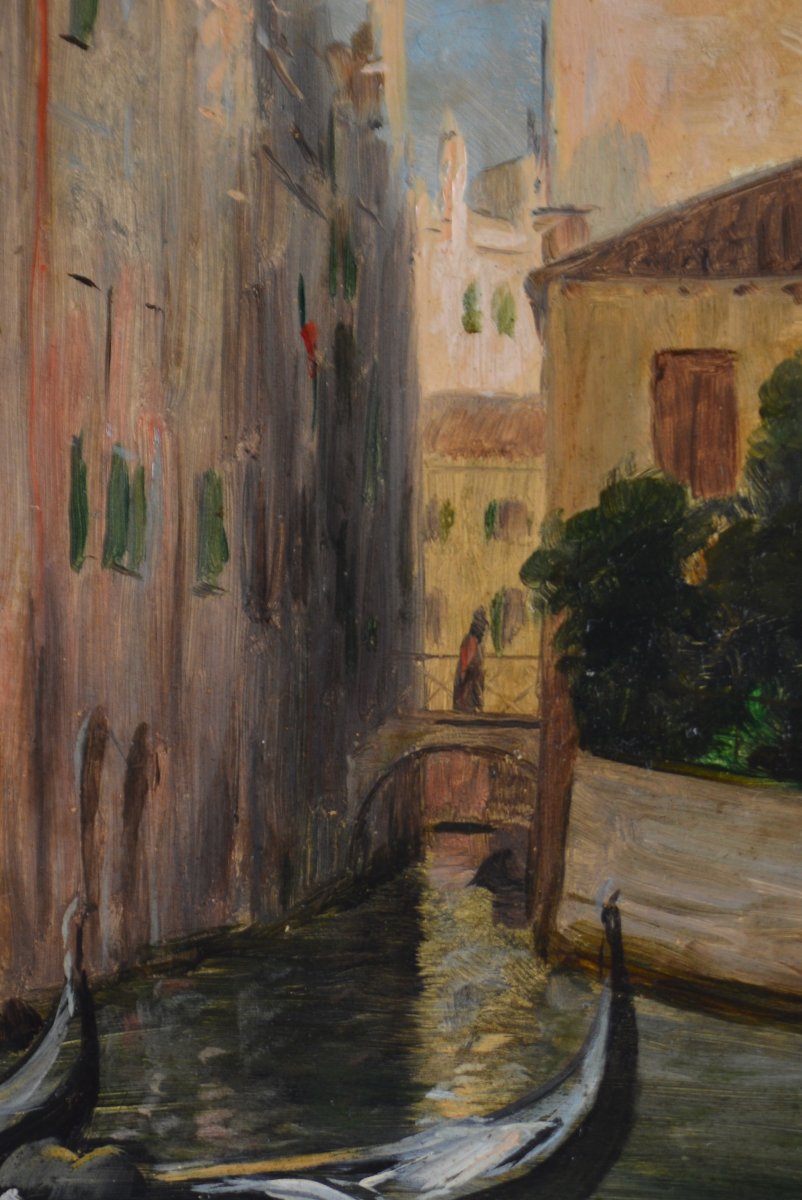 École Française du XIXᵉ siècle. “Traghetto en face l'Hôtel Cavalletti à Venise.”-photo-4
