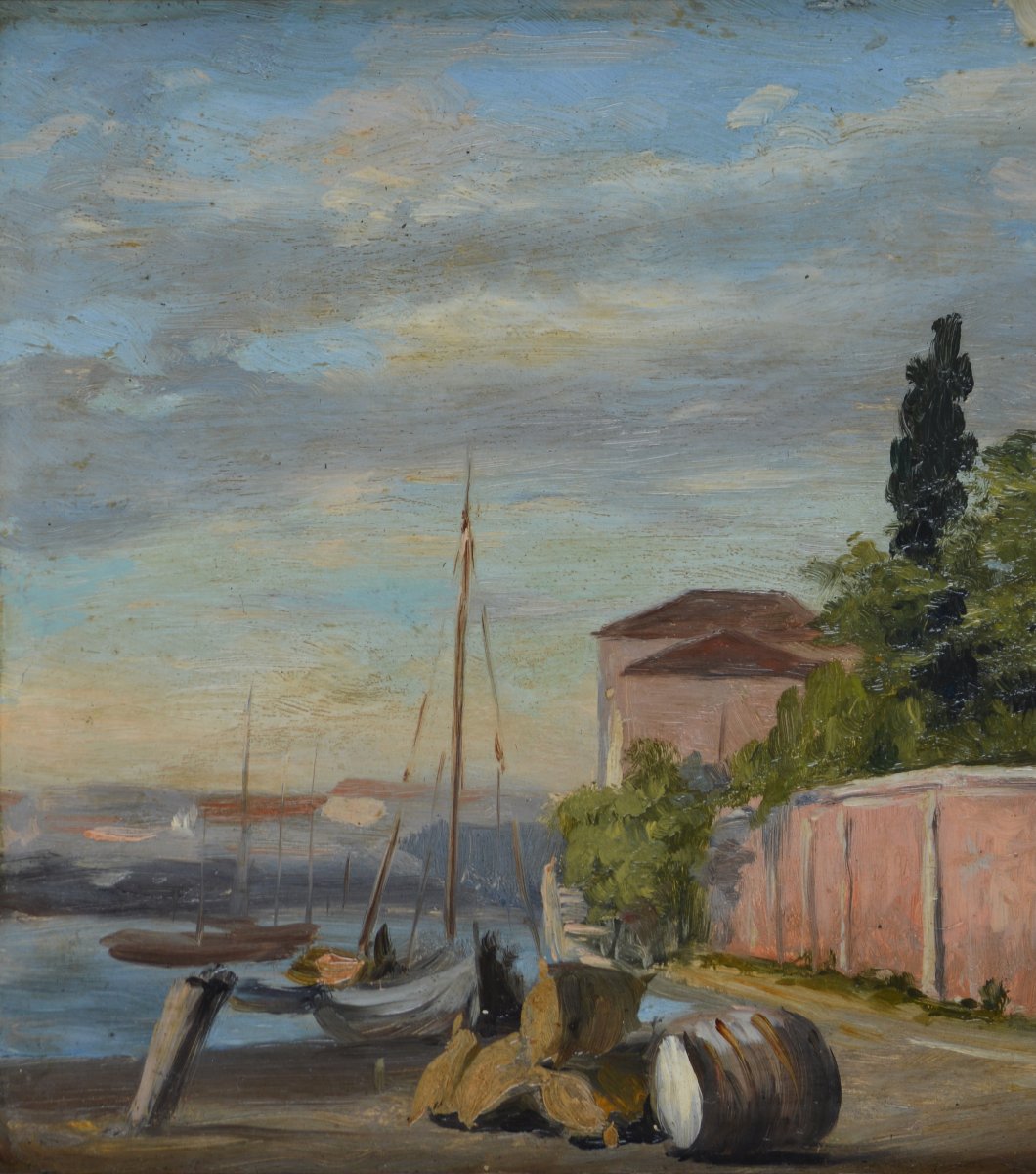 19th-century French School. “the Customs Quay In Venice.”-photo-4