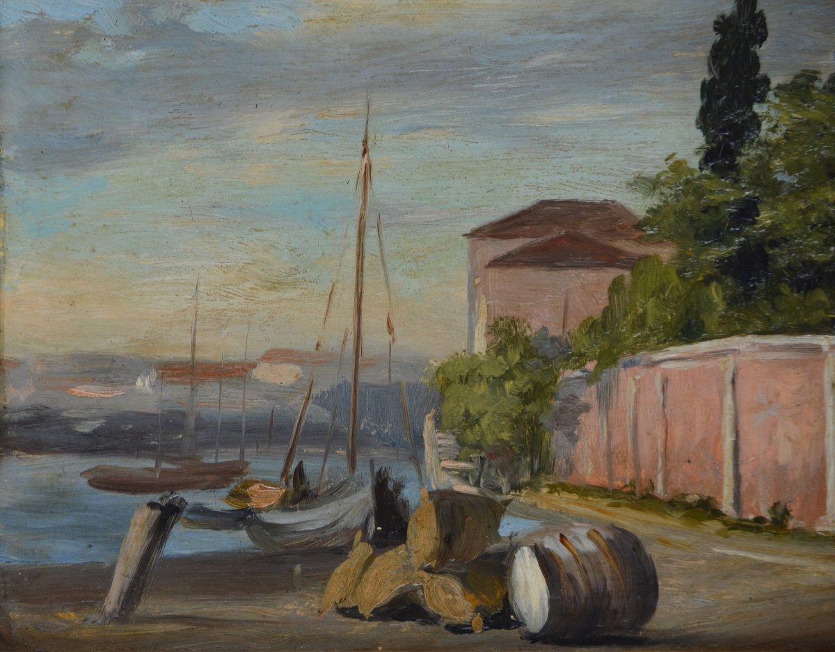 19th-century French School. “the Customs Quay In Venice.”-photo-2