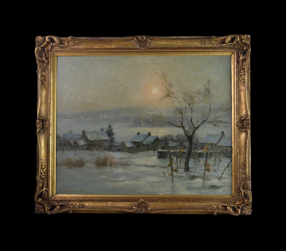 Joseph-paul Meslé (1855–1927). "winter Morning, Snow, And Fog." -photo-2