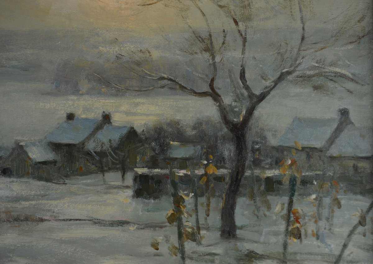 Joseph-paul Meslé (1855–1927). "winter Morning, Snow, And Fog." -photo-4