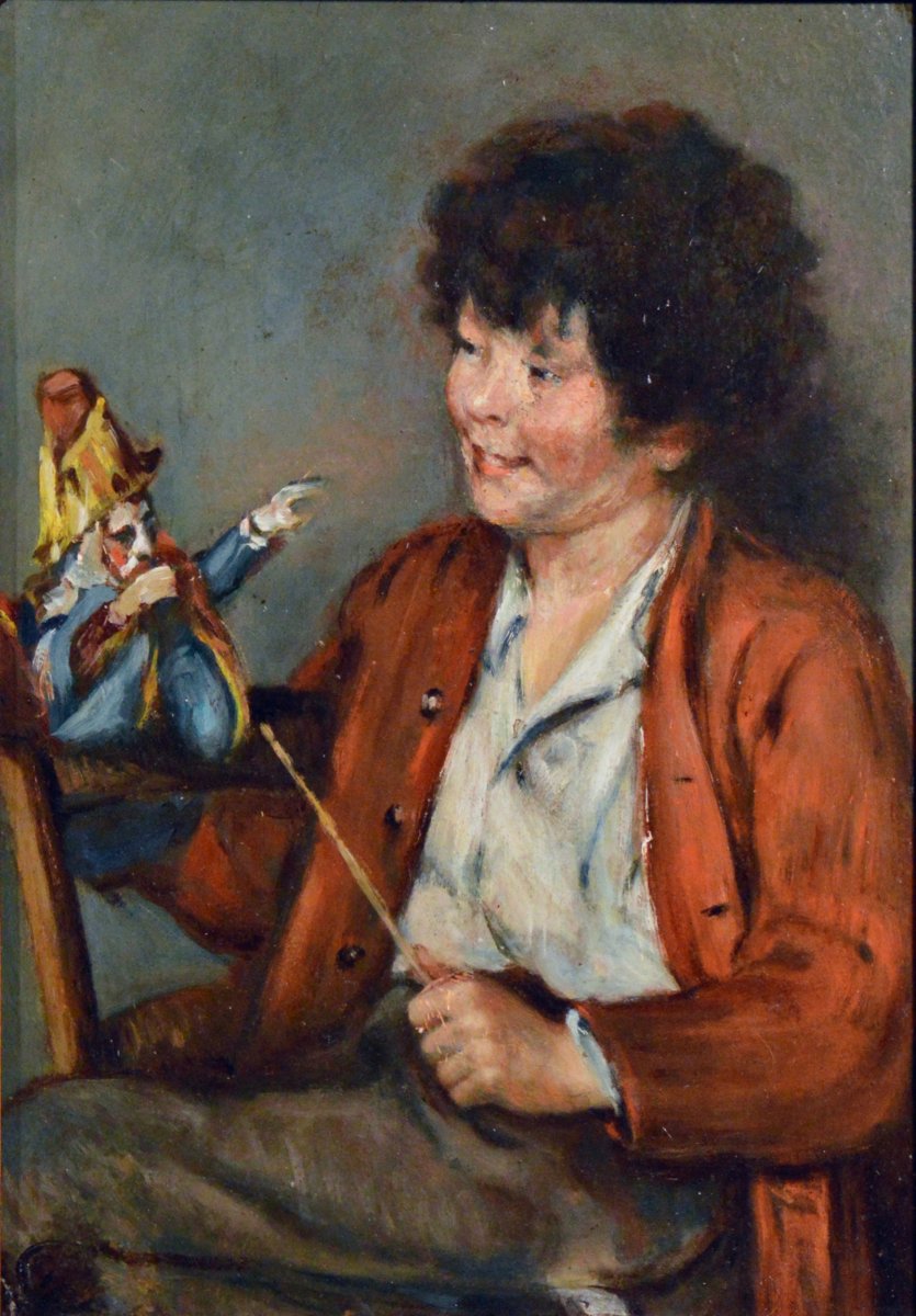 Marcellin Desboutin 1823-1902. "Enfant au Polichinelle."-photo-2