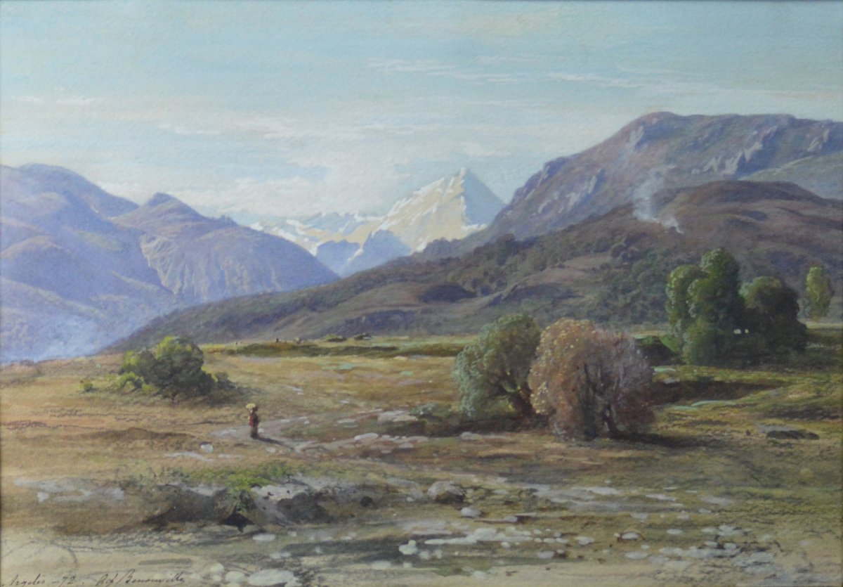 Jean-achille Benouville 1815-1891. "landscape Of Argelès."-photo-2