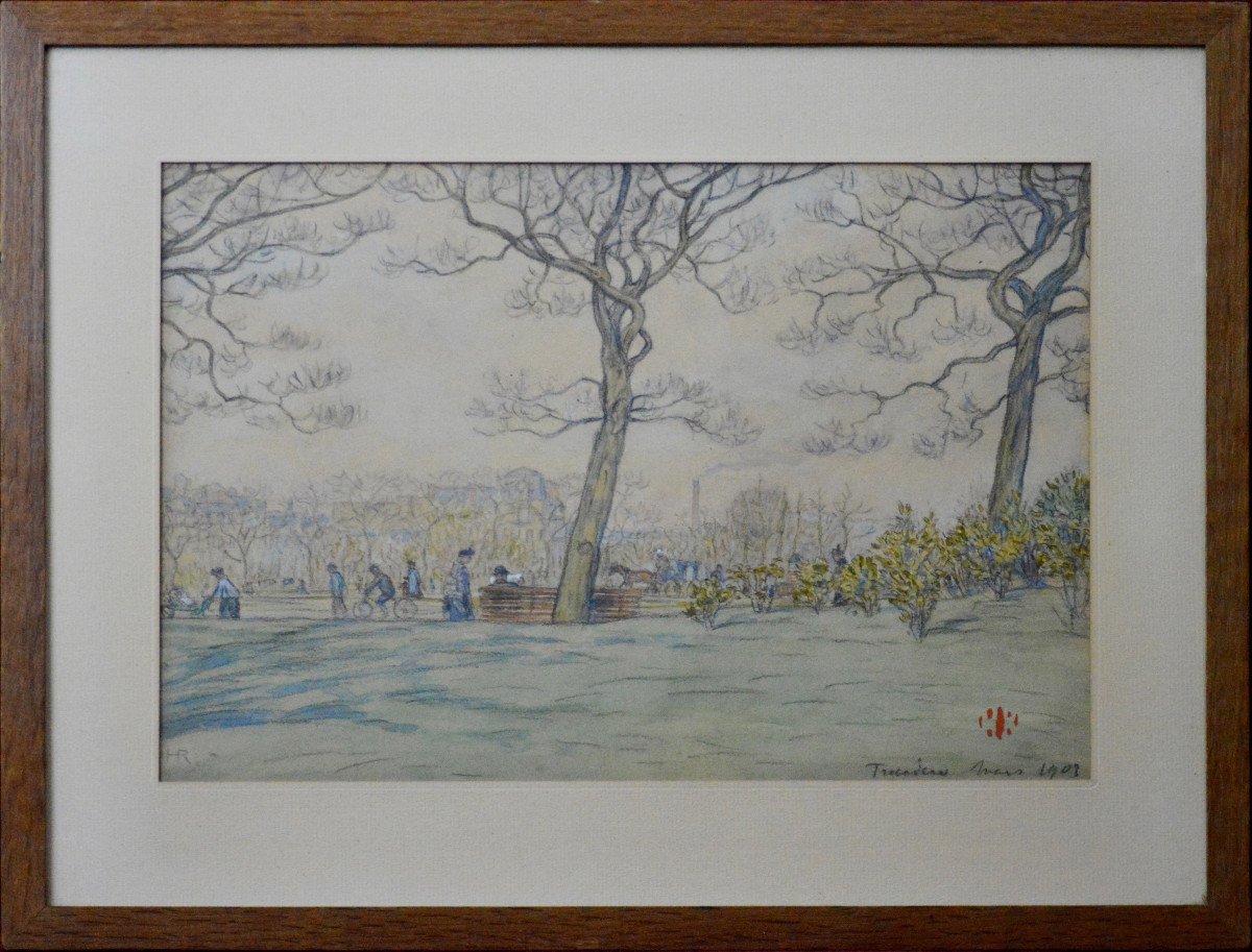Henri Rivière 1864-1951.  "Jardin du Trocadéro à Paris."