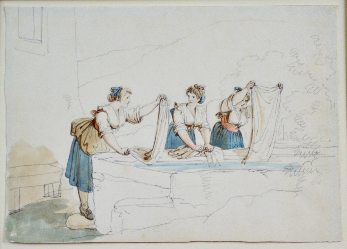 Bartolomeo Pinelli 1781-1835. "the Washerwomen."-photo-2
