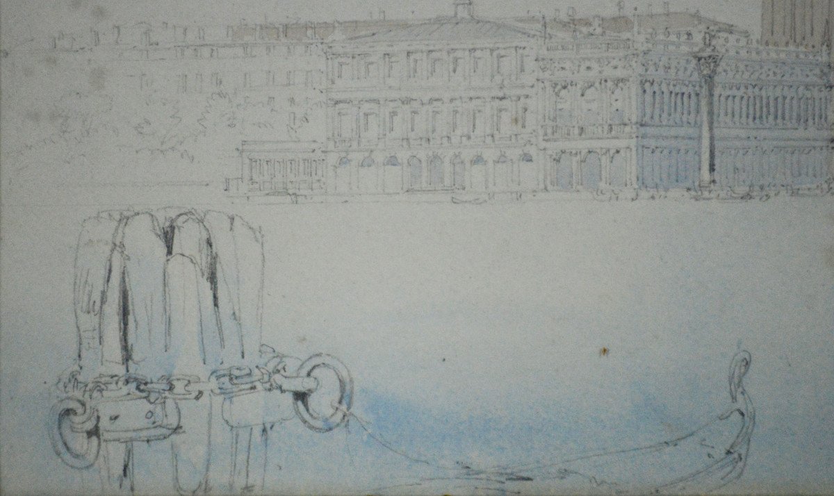 Edward Hereford 19/20ᵉ Siècle. École Anglaise. "Le Palais des Doges à Venise."-photo-4