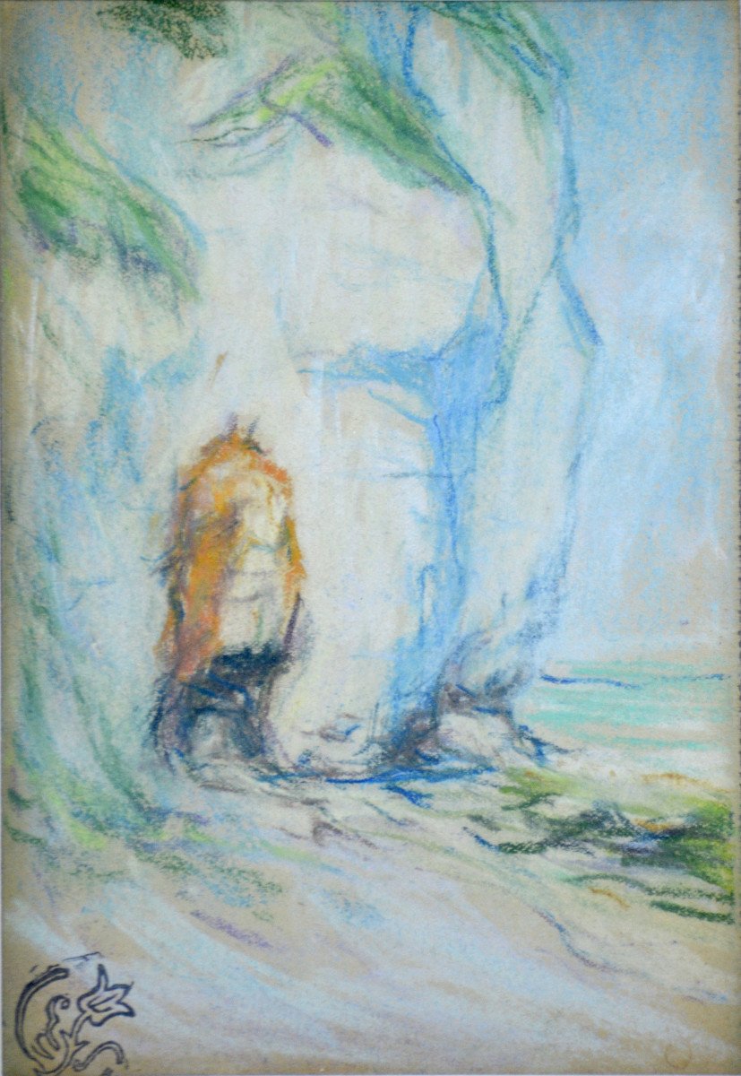 Claude-Émile Schuffenecker 1851-1934.  "Falaises du pays de Caux, Yport?" -photo-2