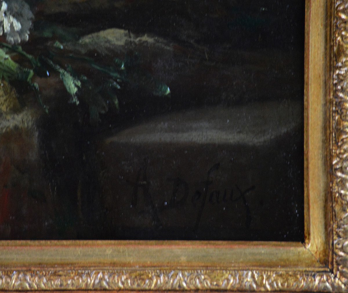 Alexandre Defaux 1826-1900. "Fleurs en pot."-photo-3