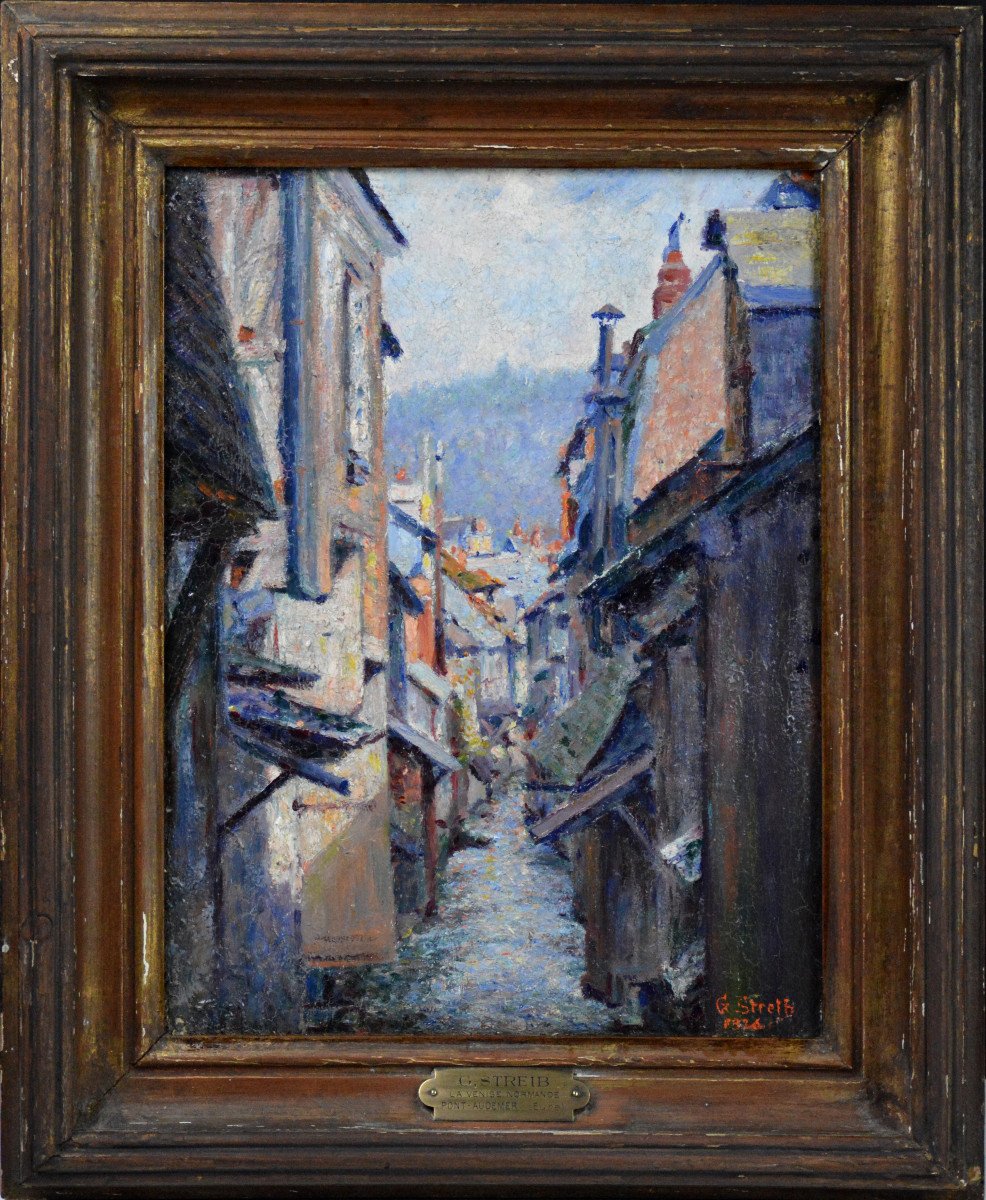George Joseph Streib 1869-1940. "pont-audemer, The Norman Venice."