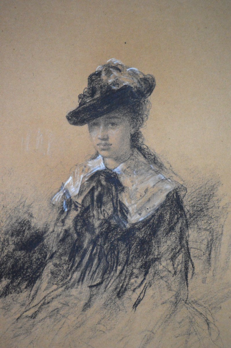 Eugène Lagier 1817-1892.  "Portrait de jeune fille."-photo-4