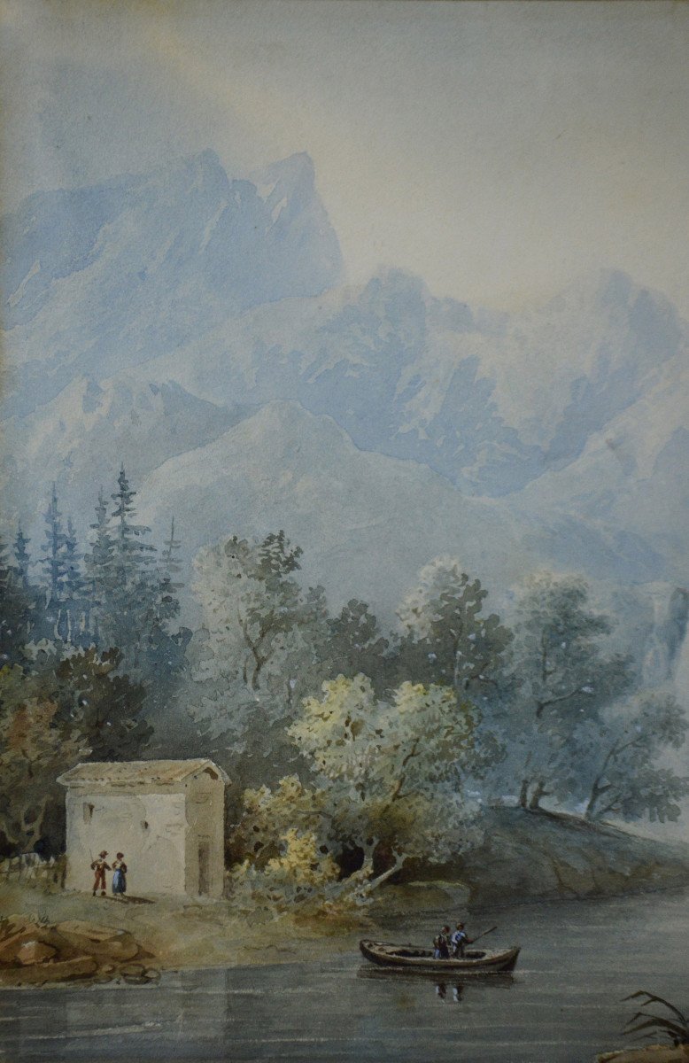 Christian Brune 1793-1849.  "Paysage montagneux."-photo-1