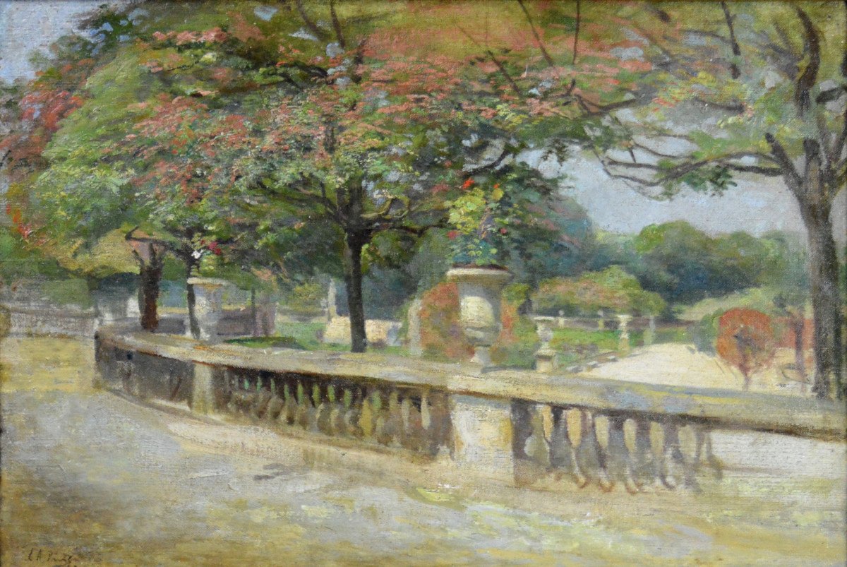 Elie Anatole Pavil 1873-1948. Russian School. "the Luxembourg Garden In Paris."-photo-2